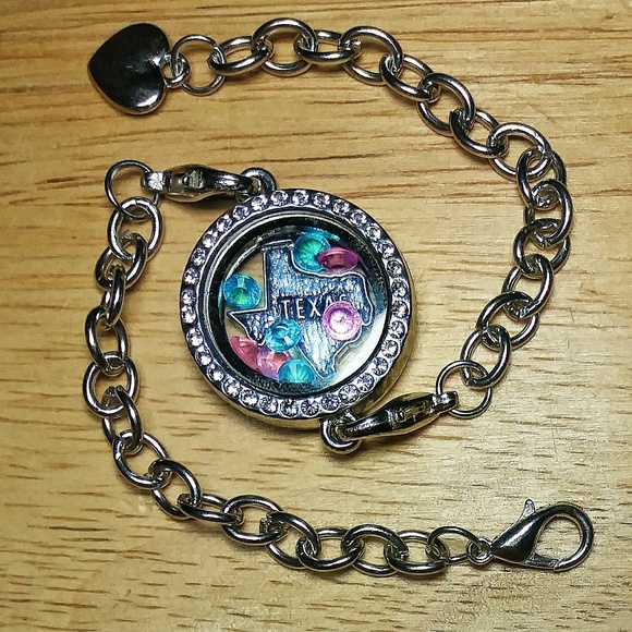 Pink Blue Texas Floating Charm Locket Bracelet - Picture 3 of 4